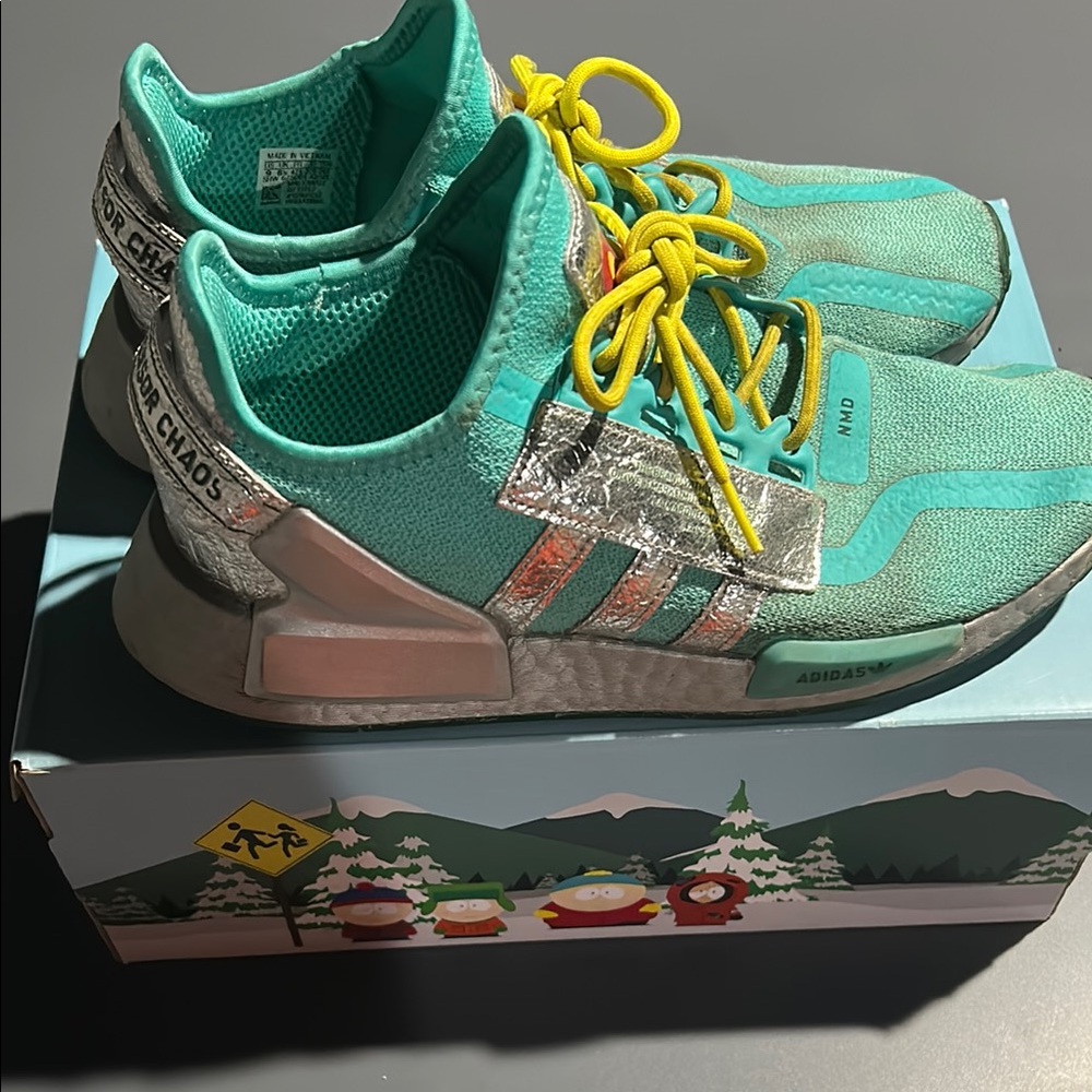 Adidas South Park Teal Sneakers with Yellow Laces